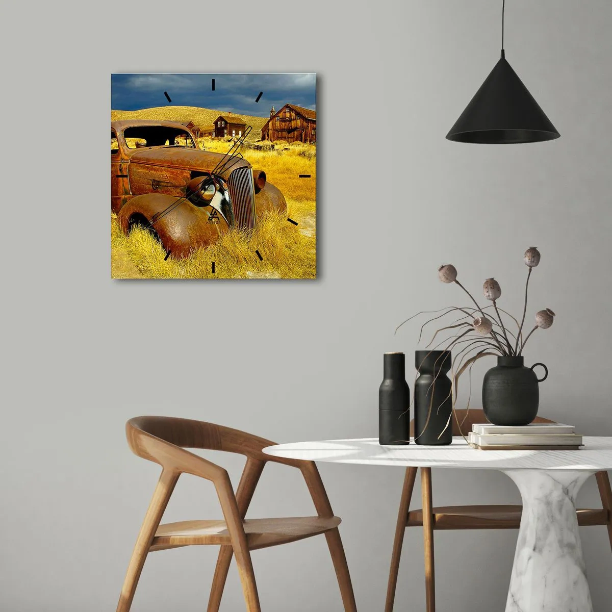 Wall clock - Clock on glass - Deserved Rest - 30x30 cm