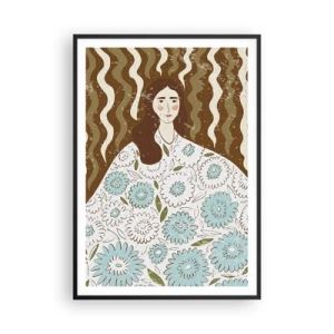 Poster in black frame - Portrait in a Flowery Robe - 70x100 cm