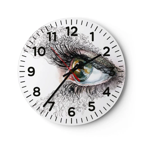 Wall clock - Clock on glass - Look straight into the Soul - 30x30 cm