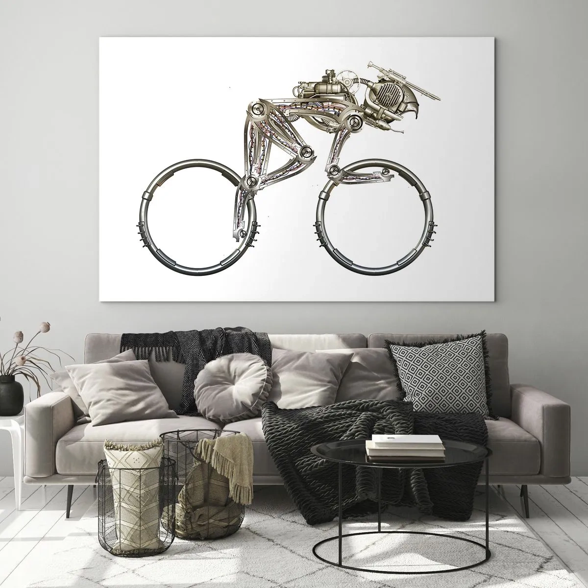 Glass picture - Industrial bicycle made of metal - 70x50cm - Wonderful Machinery - Modern wall decoration for the living room and bedroom ARTTOR