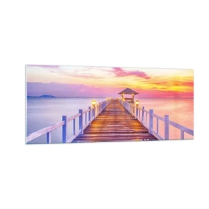 Glass picture - Lilac and Gold Silence of an Evening - 100x40 cm