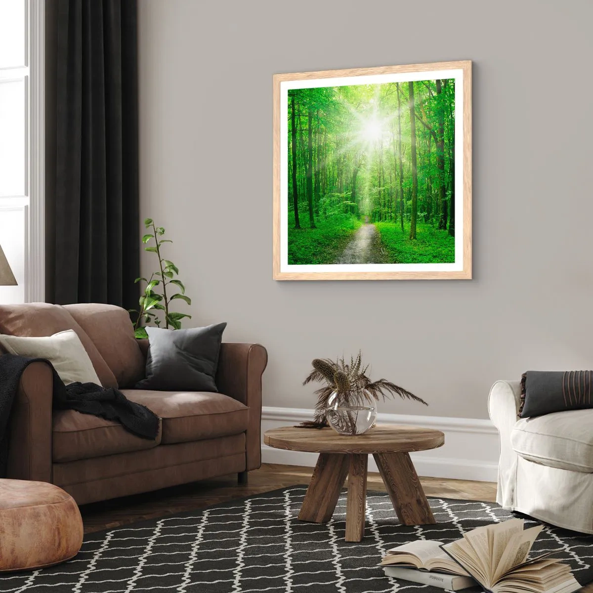 Poster in light oak frame - Green Cathedral - 30x30 cm