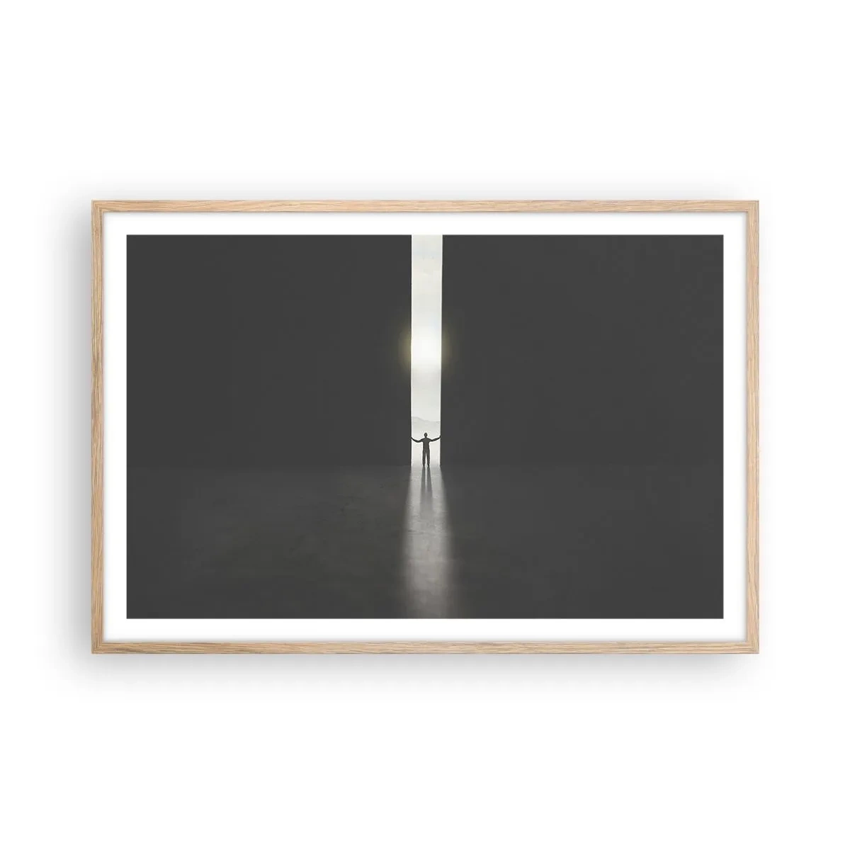 Poster in light oak frame - Step to Bright Future - 91x61 cm