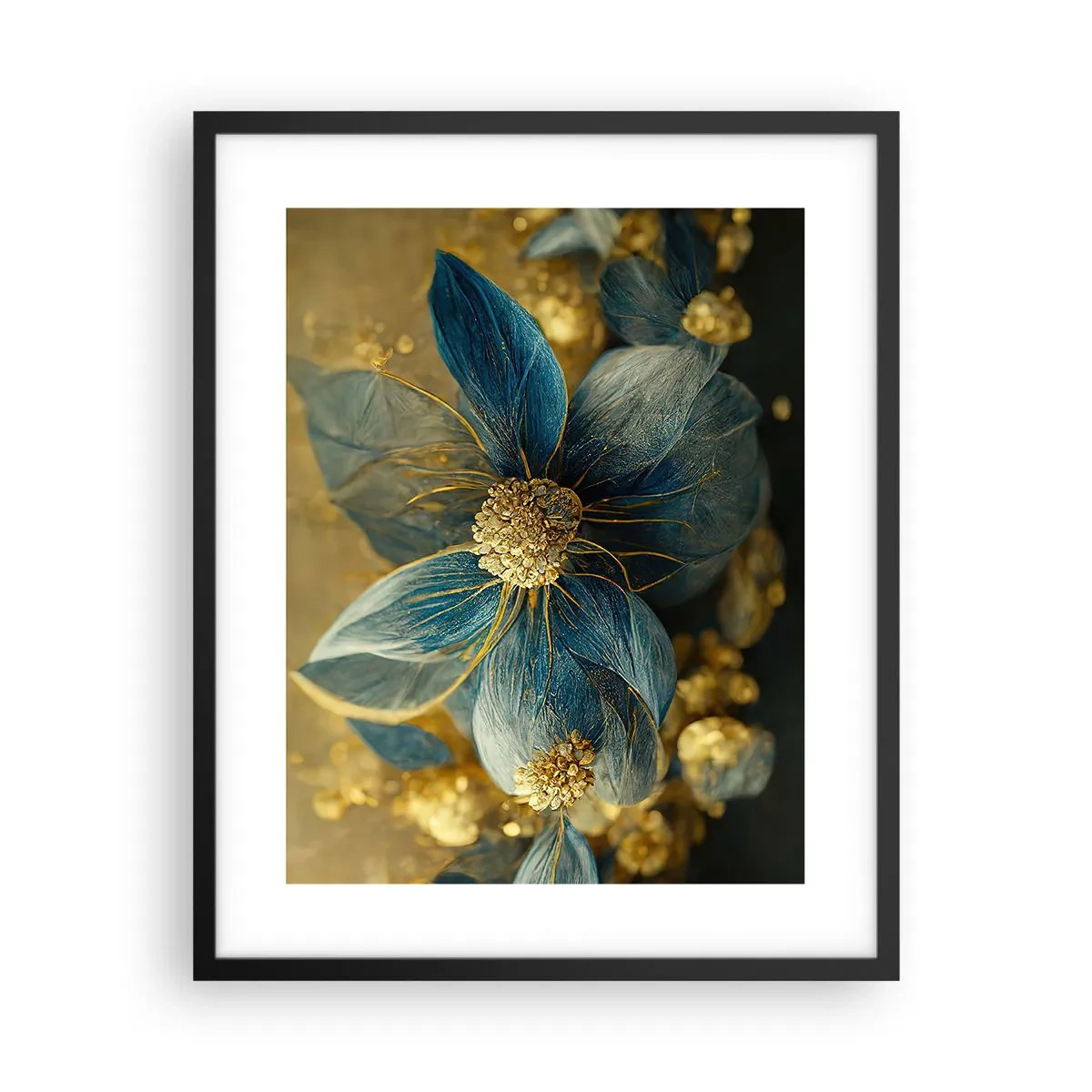 Poster in black frame - Blossoming in Gold - 40x50 cm