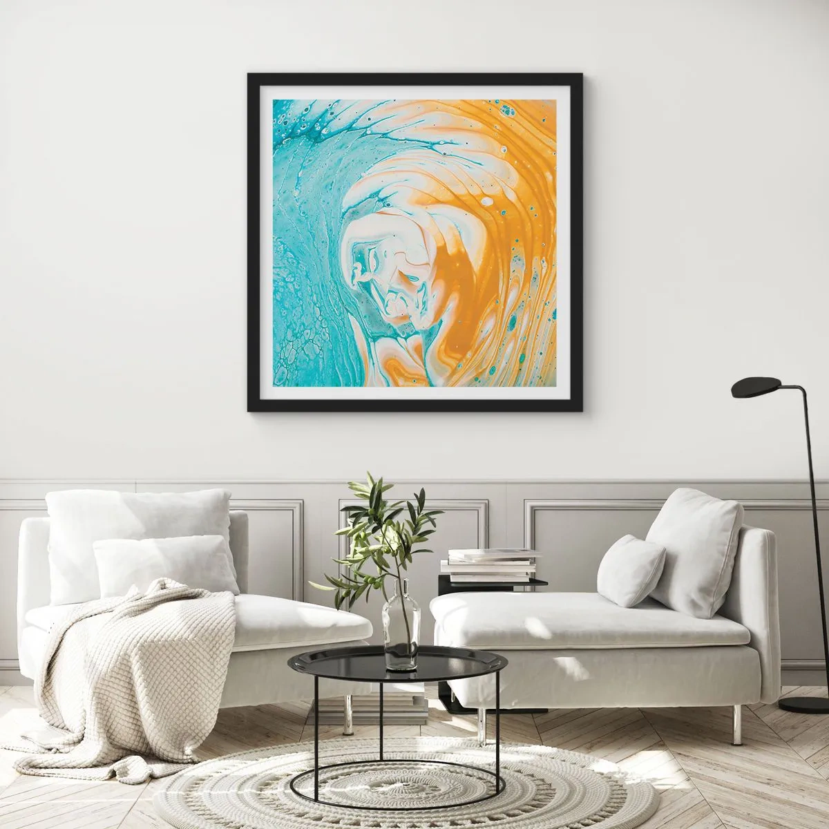 Poster in black frame - Pastel Swirl - 40x40 cm