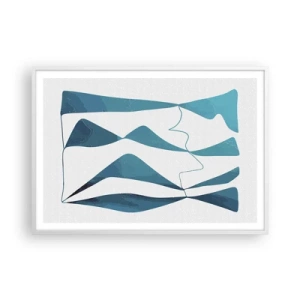 Poster in white frmae - Abstract: Turquoise Relation - 100x70 cm