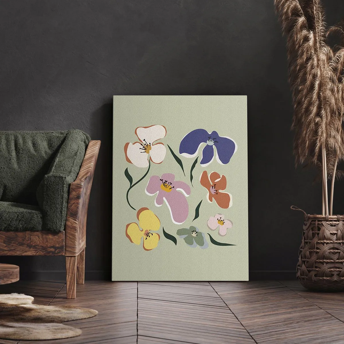Canvas picture - Pansies in a Row - 50x70 cm