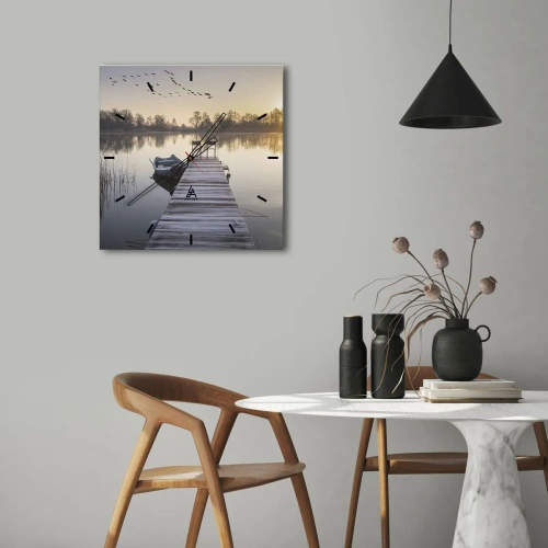 Wall clock - Clock on glass - I Will Be Back Soon - 40x40 cm