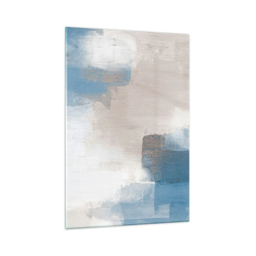 Glass picture - Pink Abstract with a Blue Curtain - 70x100 cm