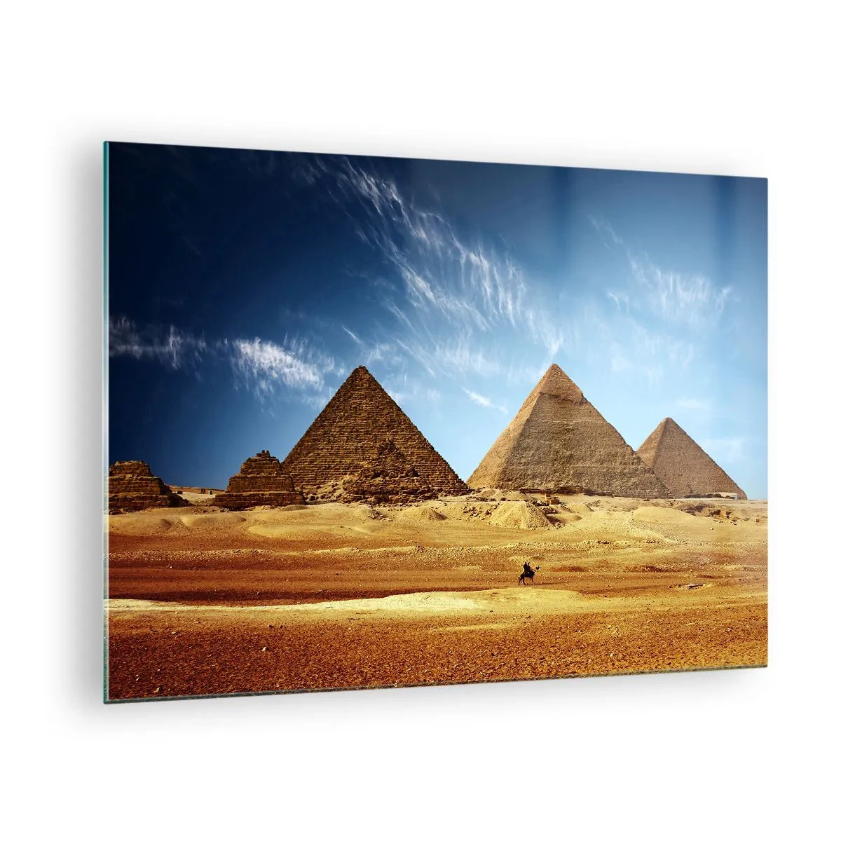 Glass picture - The Pyramids of Giza against the blue sky - 70x50cm - 40 Centuries Looking at Us - Modern wall decoration for the living room and bedroom ARTTOR