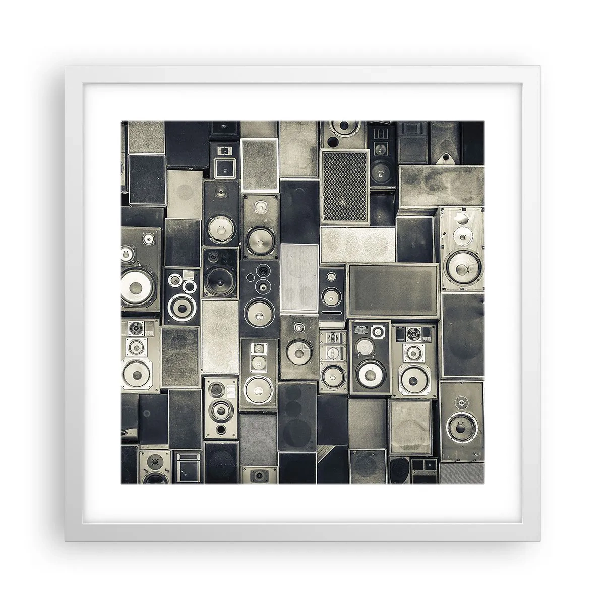 Poster in white frmae - And Music Is Playing - 40x40 cm
