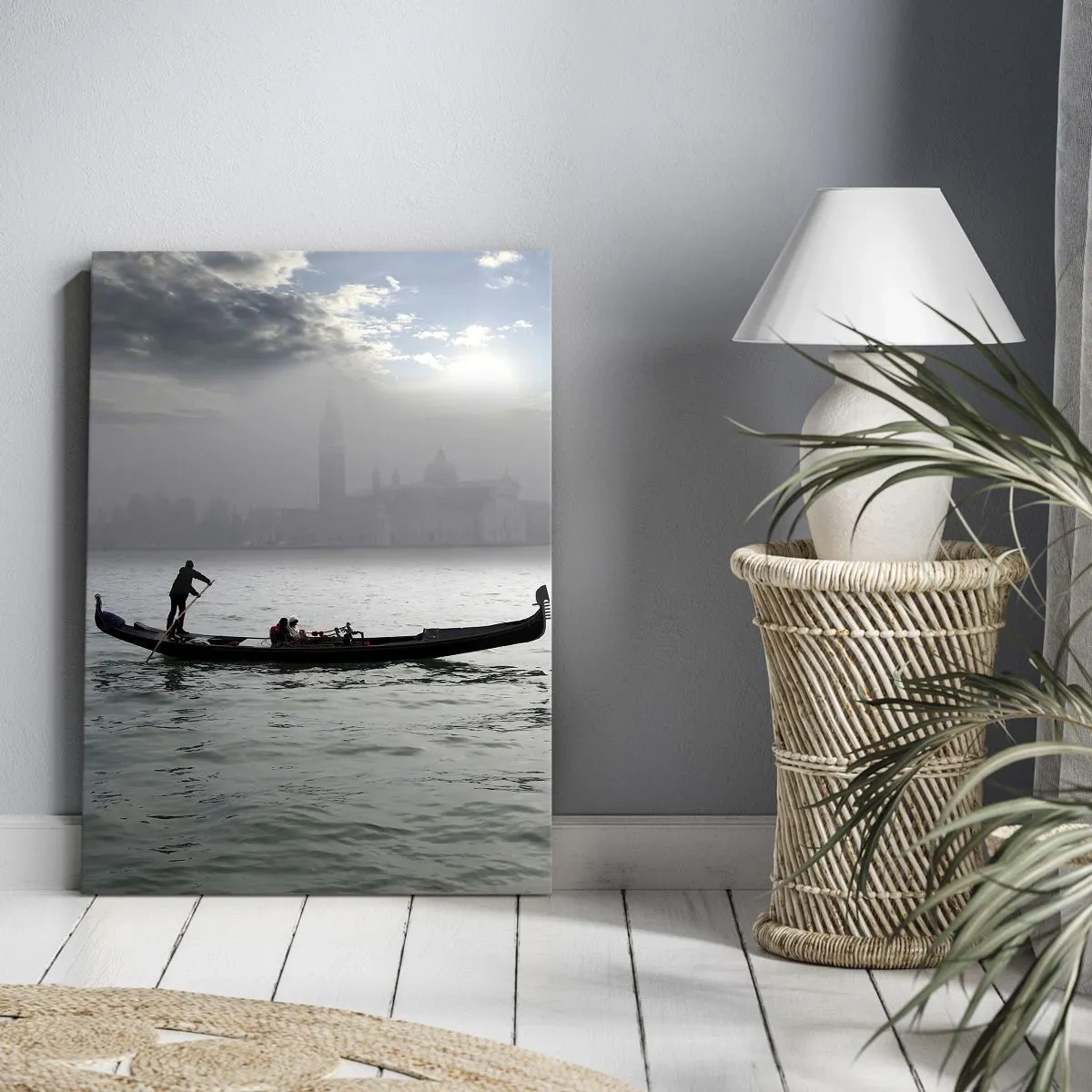 Canvas picture - Fairytale City from Water and Fog - 50x70 cm