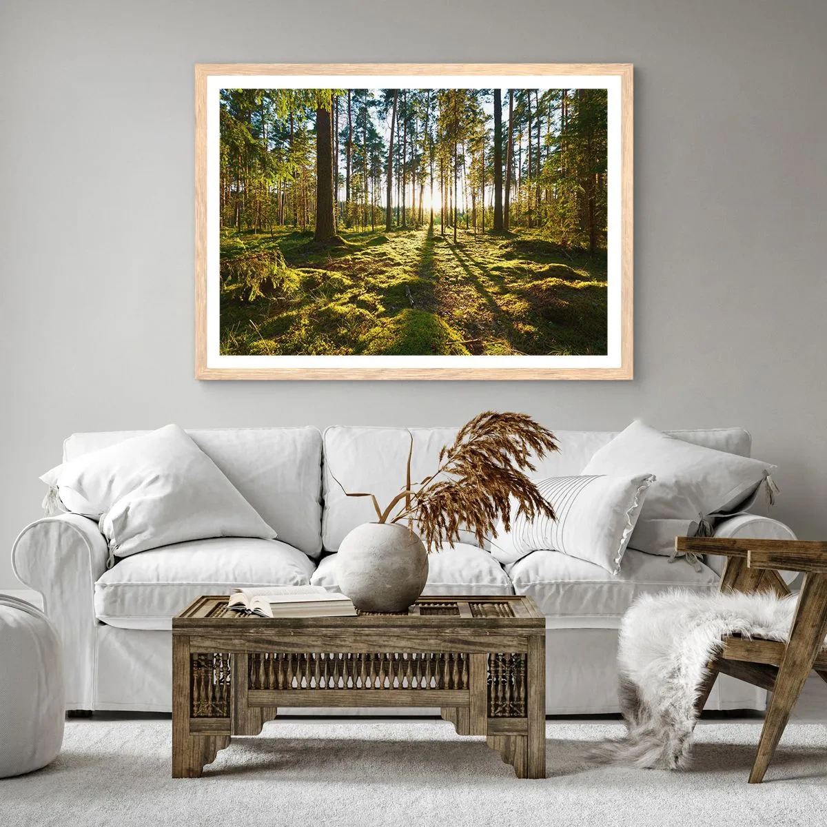 Poster in light oak frame - Deep in the Forest - 70x50 cm