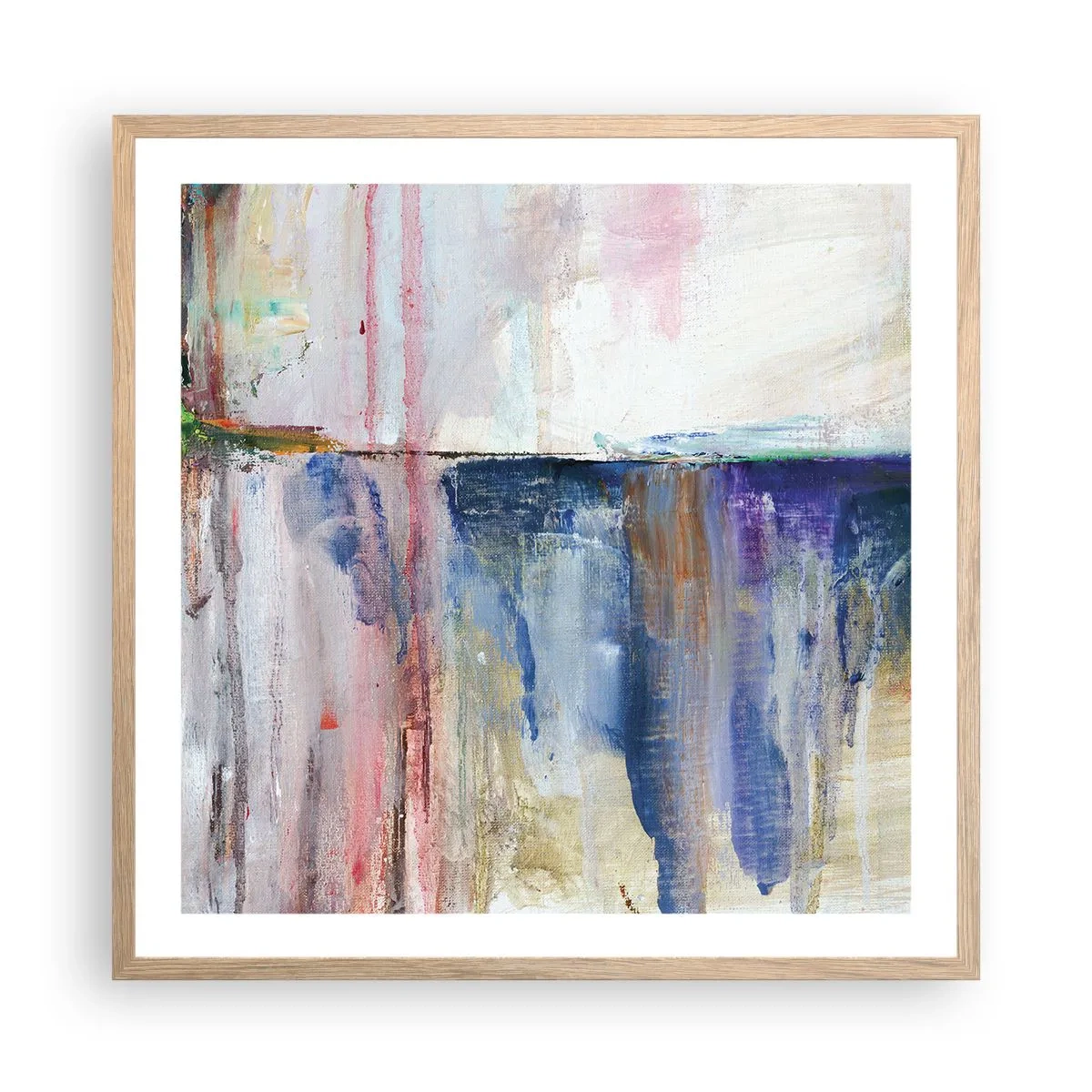 Poster in light oak frame - Colourful Impressions an Associations - 60x60 cm