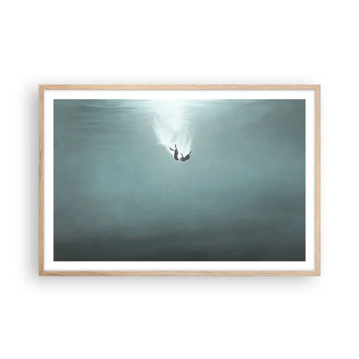 Poster in light oak frame - In the Arms of the Ocean - 91x61 cm