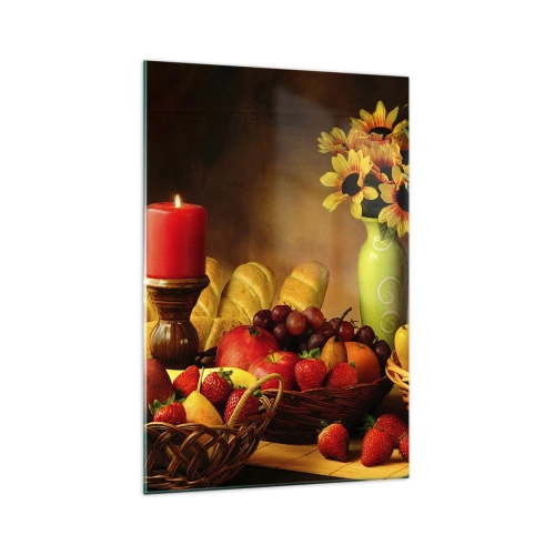 Glass picture - Still Nature with Bread and Fruit - 70x100 cm