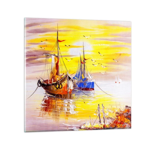 Glass picture - Deserved Rest in Port - 70x70 cm