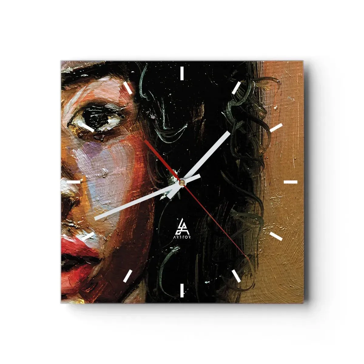 Wall clock - Clock on glass - Black and Shine - 30x30 cm