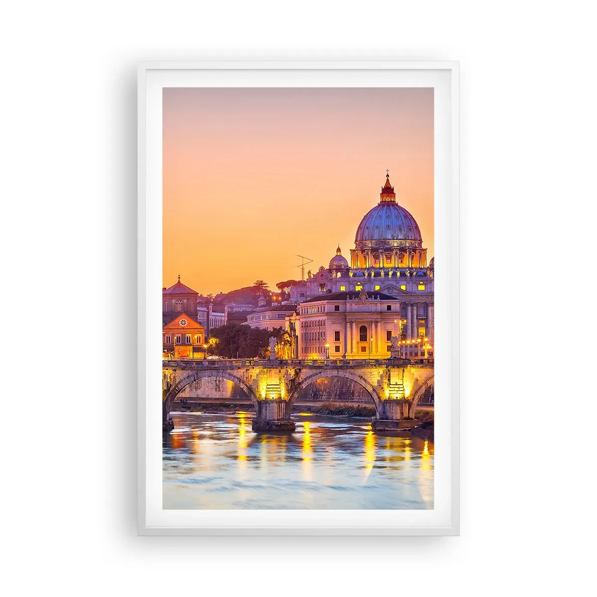 Poster in white frmae - Twilight over Eternal City - 61x91 cm