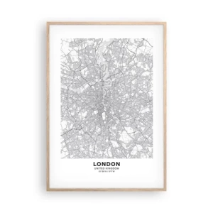 Poster in light oak frame - Map of London Maze - 70x100 cm