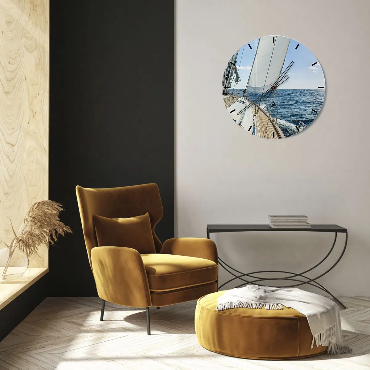 Wall clock - Clock on glass - Ahoy, Adventure - 30x30 cm