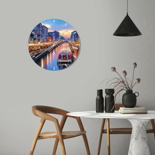 Wall clock - Clock on glass - Evening of Light and Fun - 40x40 cm