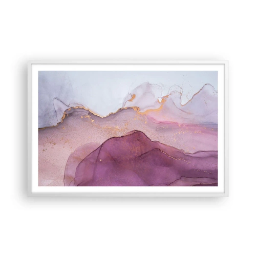 Poster in white frmae - Waves of Violet and Purple - 91x61 cm