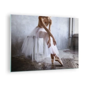 Glass picture - A ballerina in a tulle skirt rests in the hall - 70x50cm - Before the Ramp Lights Are On - Modern wall decoration for the living room and bedroom ARTTOR