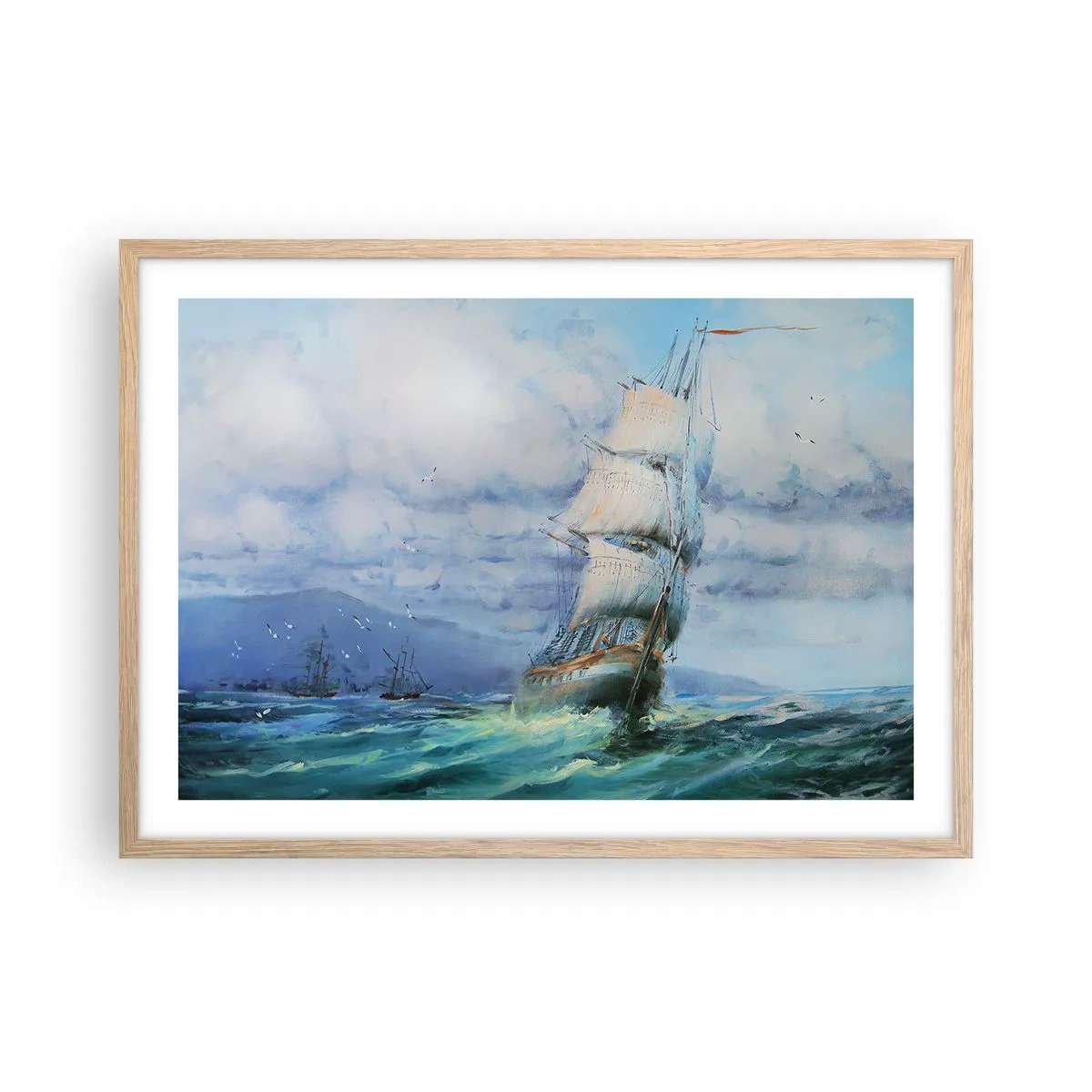 Poster in light oak frame - Happy Winds - 70x50 cm
