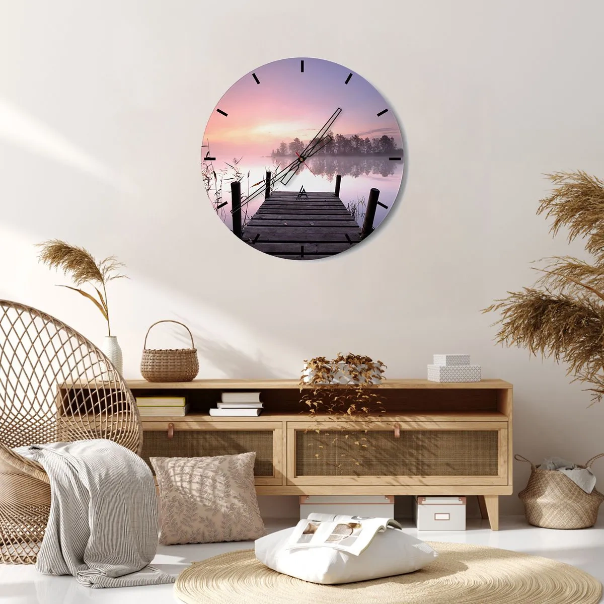 Wall clock - Clock on glass - Out from a Lilac Fog… - 30x30 cm