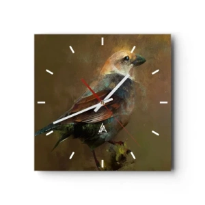 Wall clock - Clock on glass - Sparrow, a Little Birdy - 30x30 cm