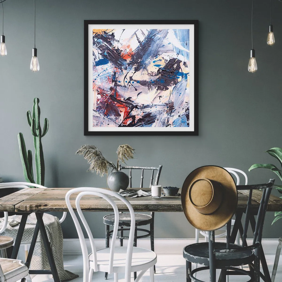 Poster in black frame - Crazy Dance of Abstraction - 30x30 cm