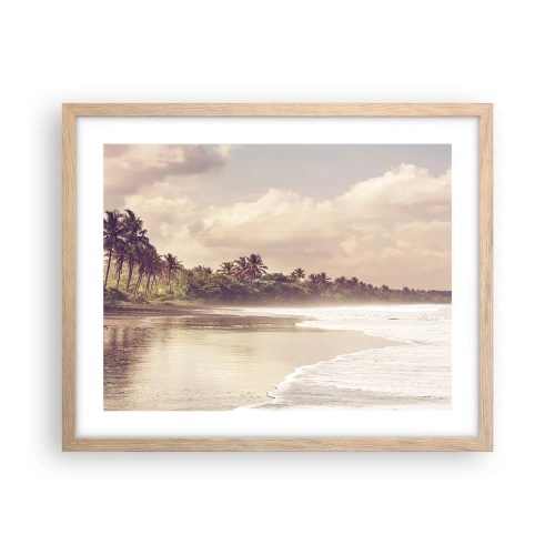 Poster in light oak frame - Caress of the Waves - 50x40 cm