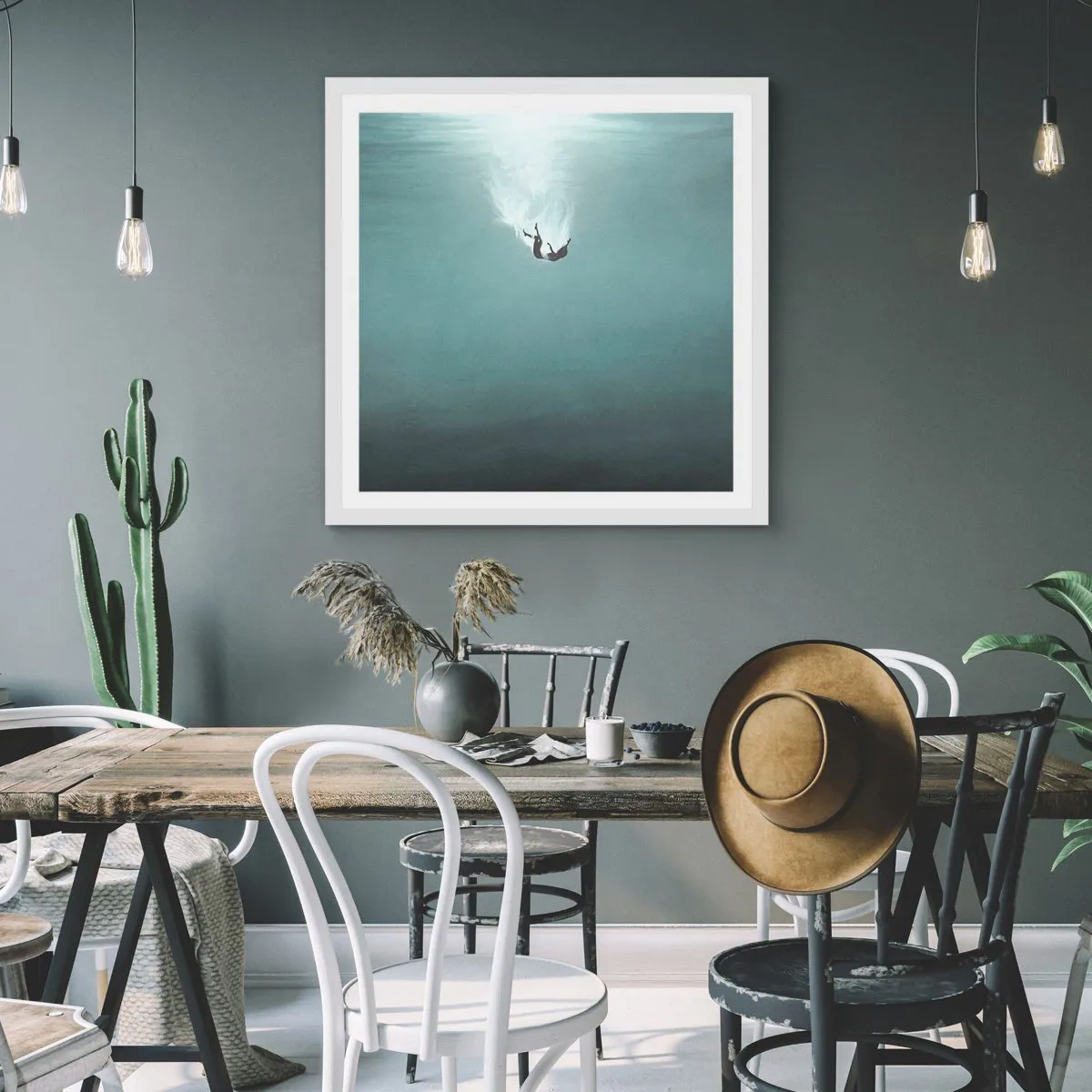 Poster in white frmae - In the Arms of the Ocean - 40x40 cm