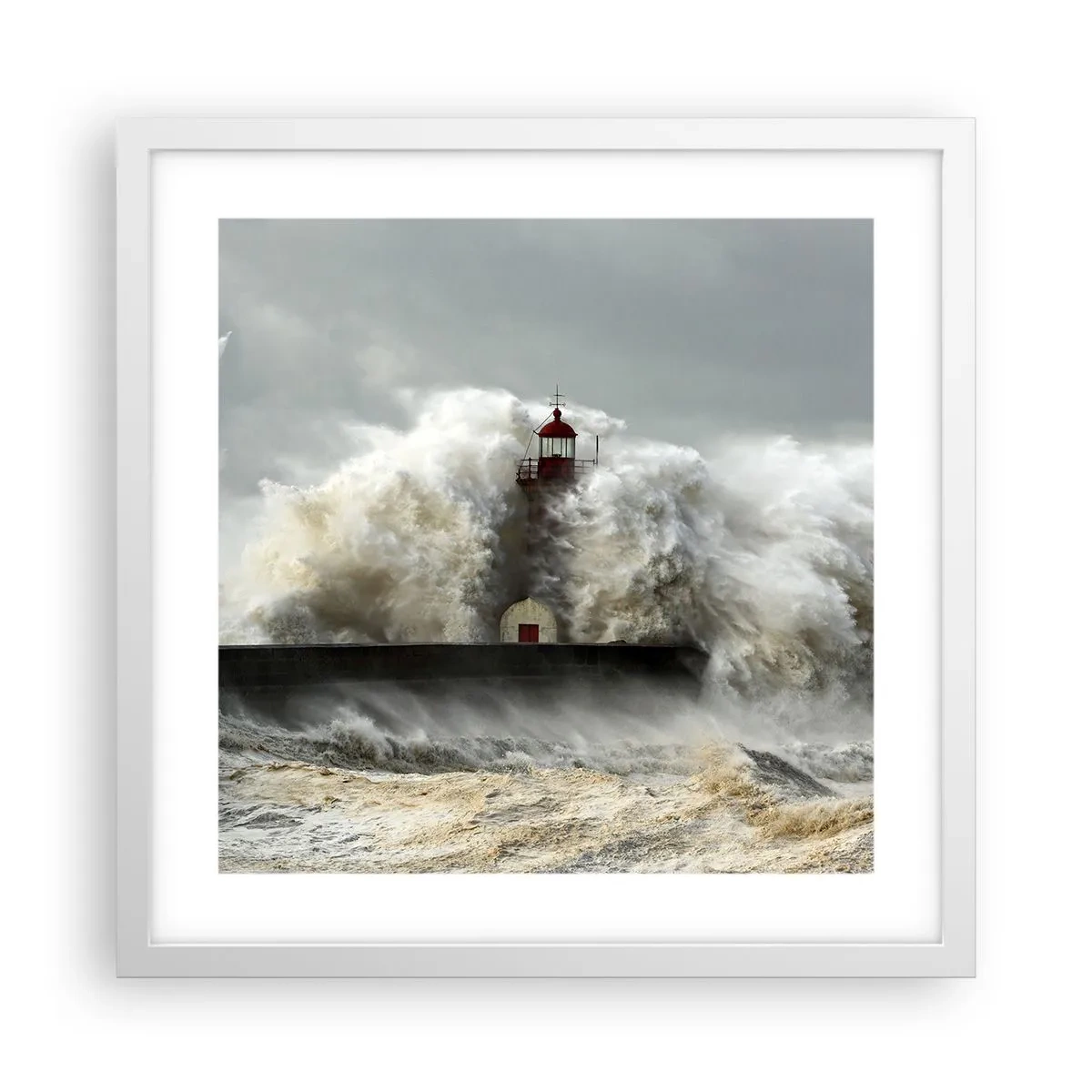 Poster in white frmae - Rage of the Ocean - 40x40 cm