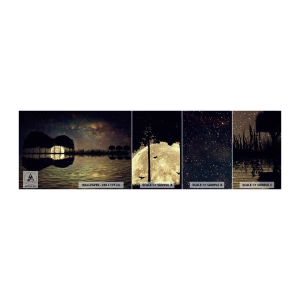 Photo Wallpaper Sample Standard Eco - Night at the Edge of the World - Landscape, Lake, Moon - 100x30 cm