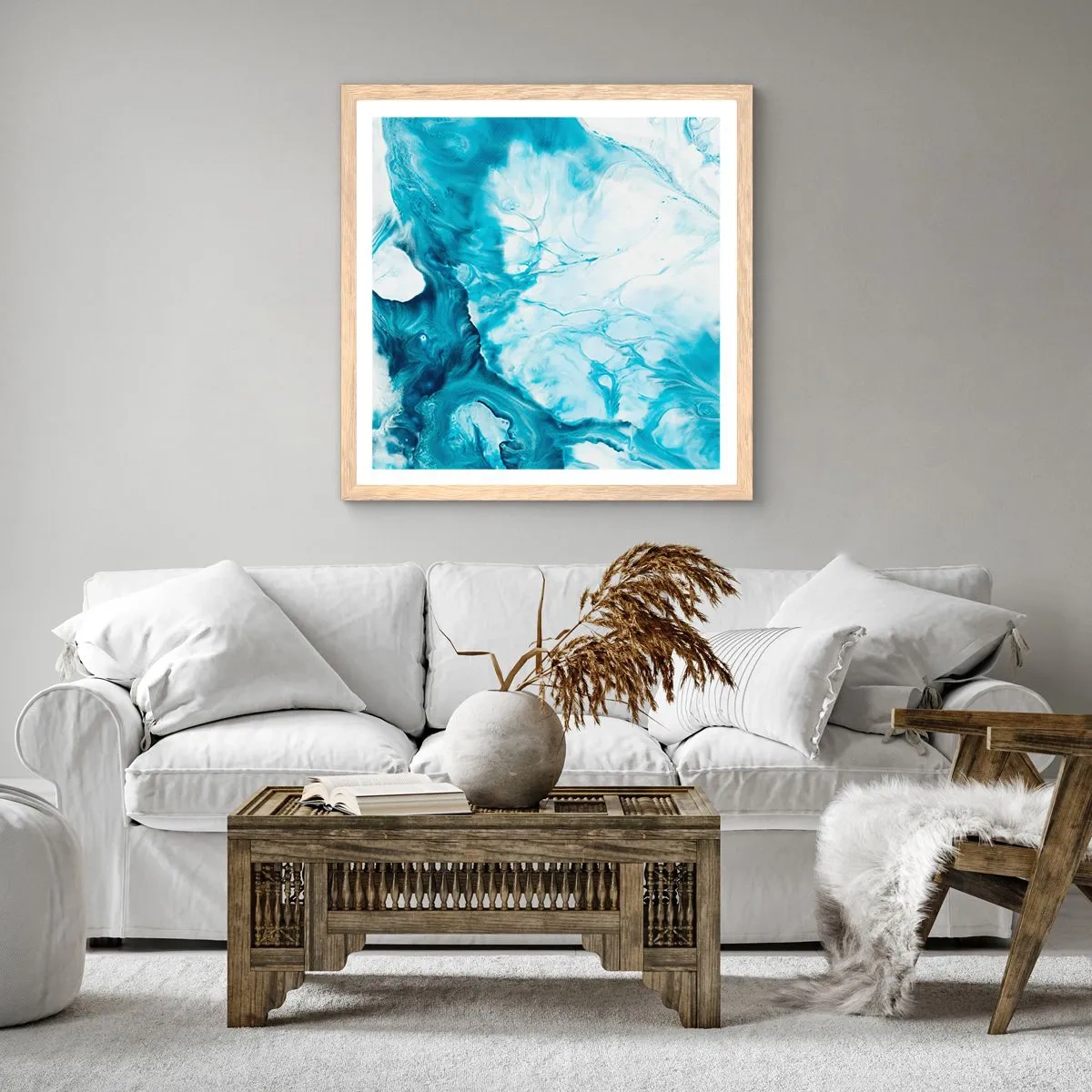 Poster in light oak frame - Concert of Blue - 40x40 cm