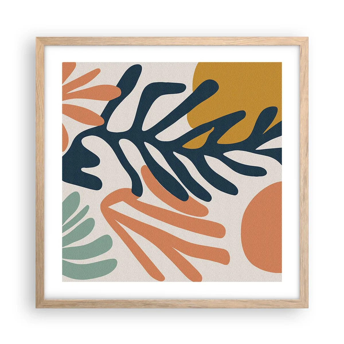 Poster in light oak frame - Coral Sea - 50x50 cm