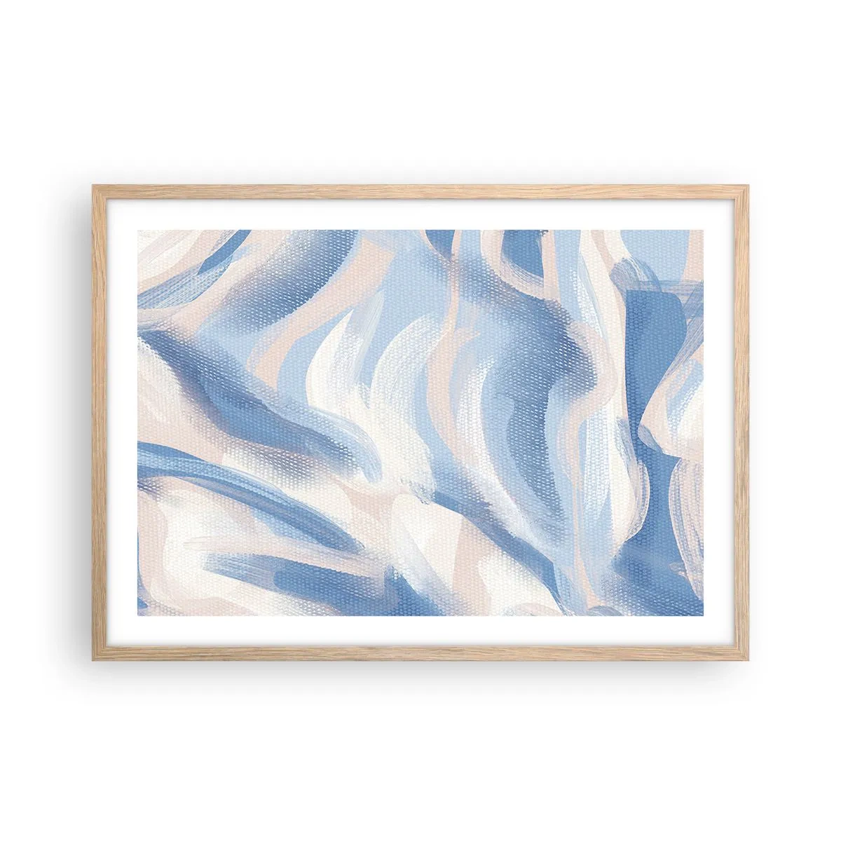 Poster in light oak frame - Blue Waves - 70x50 cm