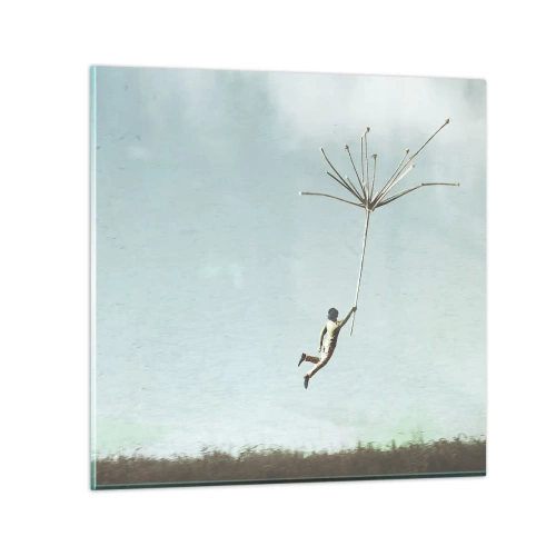 Glass picture - Kites, Dandelions, Wind - 30x30 cm