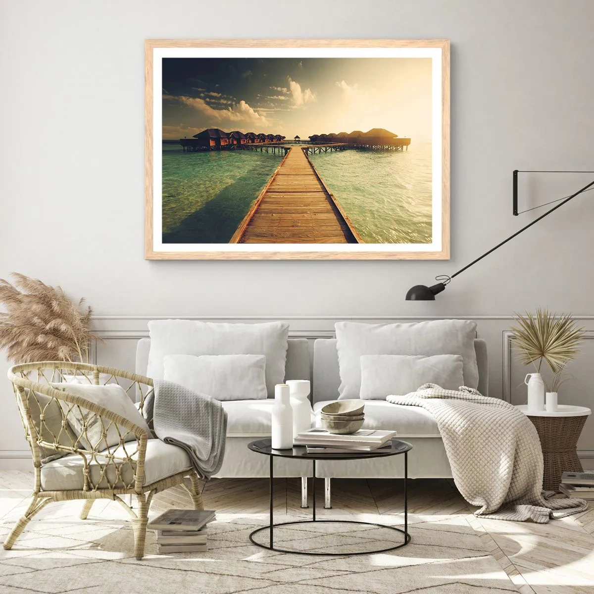 Poster in light oak frame - Warm Welcome - 100x70 cm