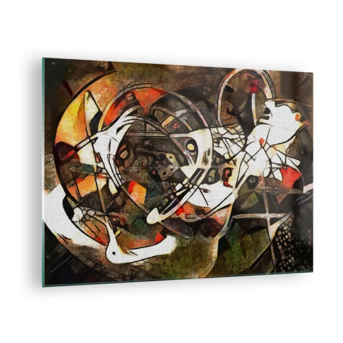 Glass picture - Abstract painting with circles and dynamic lines - 70x50cm - Can You Hear Movement? - Modern wall decoration for the living room and bedroom ARTTOR