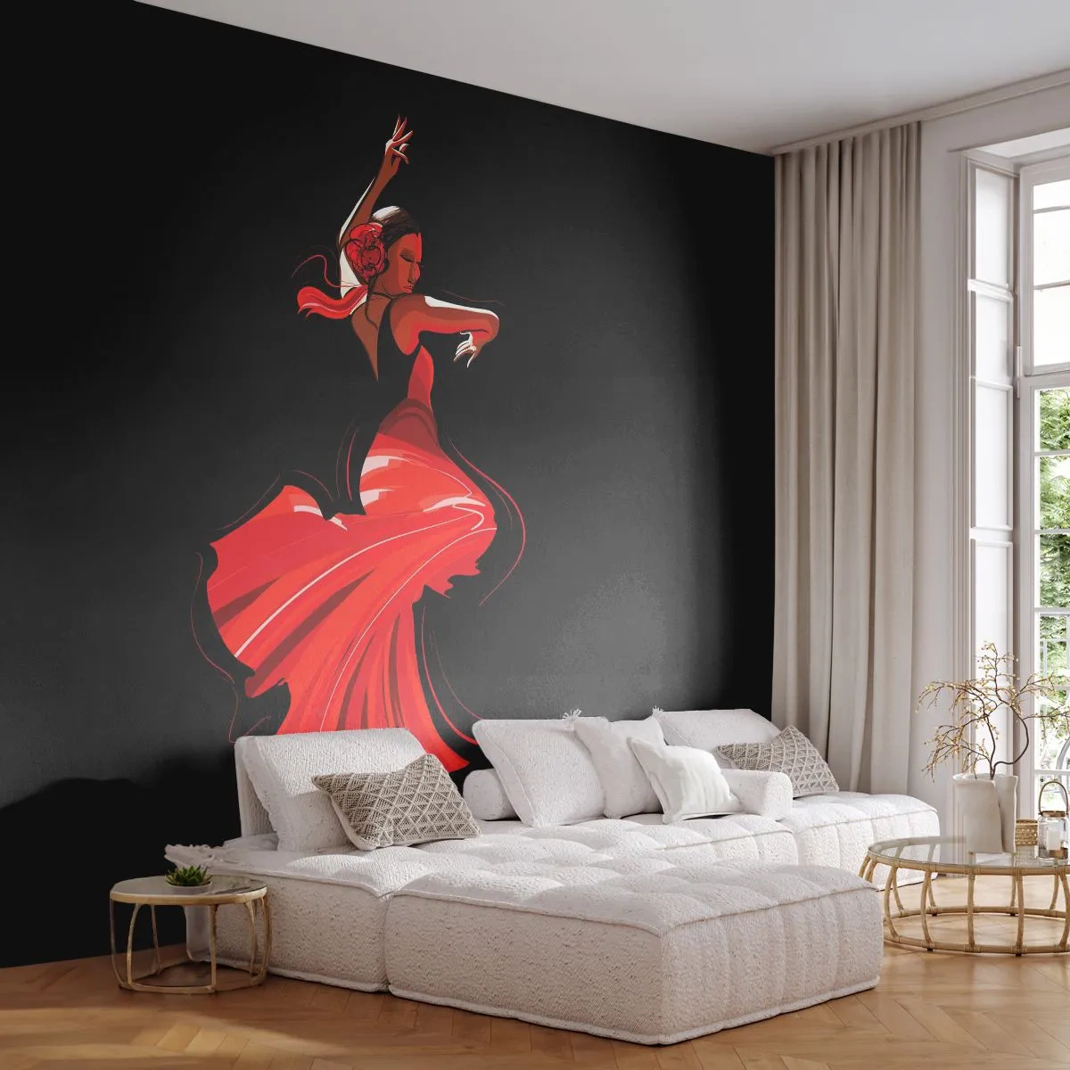 Custom Self-Adhesive Wallpaper Deluxe Sticker - Fiery Spirit of Flamenco - Dancer, Flamenco, Dance