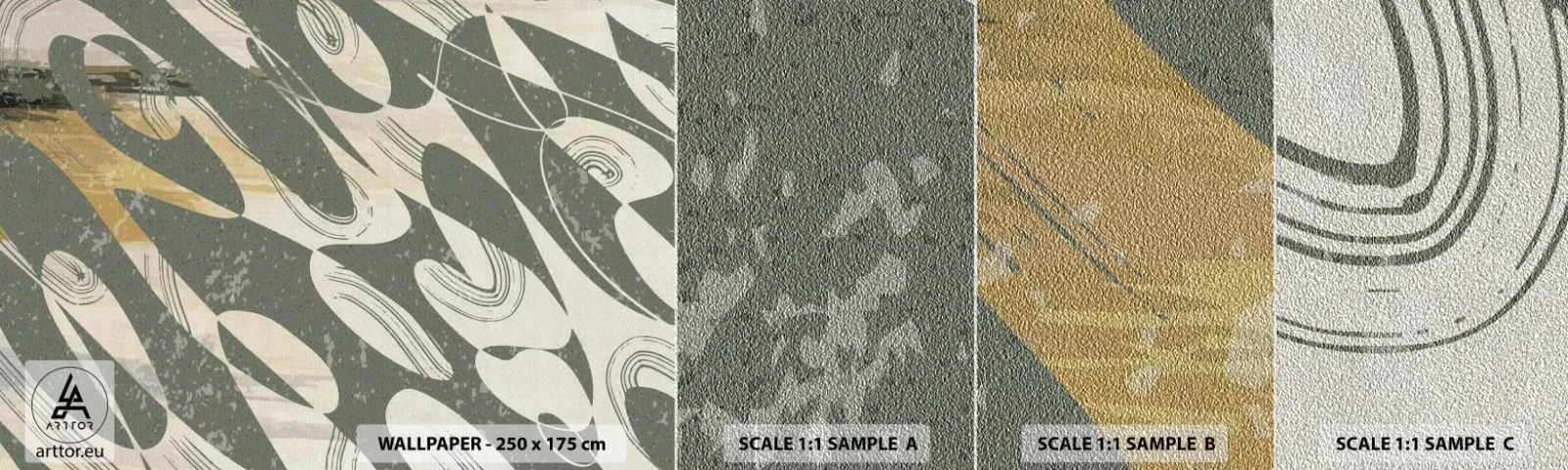 Photo Wallpaper Sample Premium Sand - Rhytmic Abstract - Abstraction, Modern, Aged - 100x30 cm