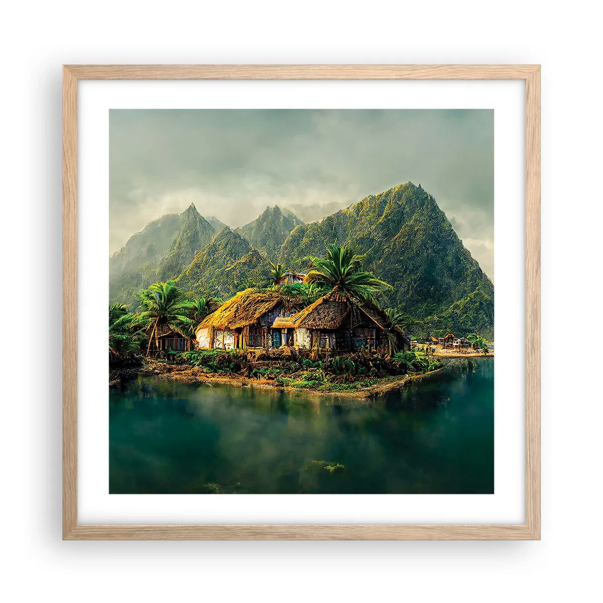 Poster in light oak frame - Tropical Paradise - 50x50 cm