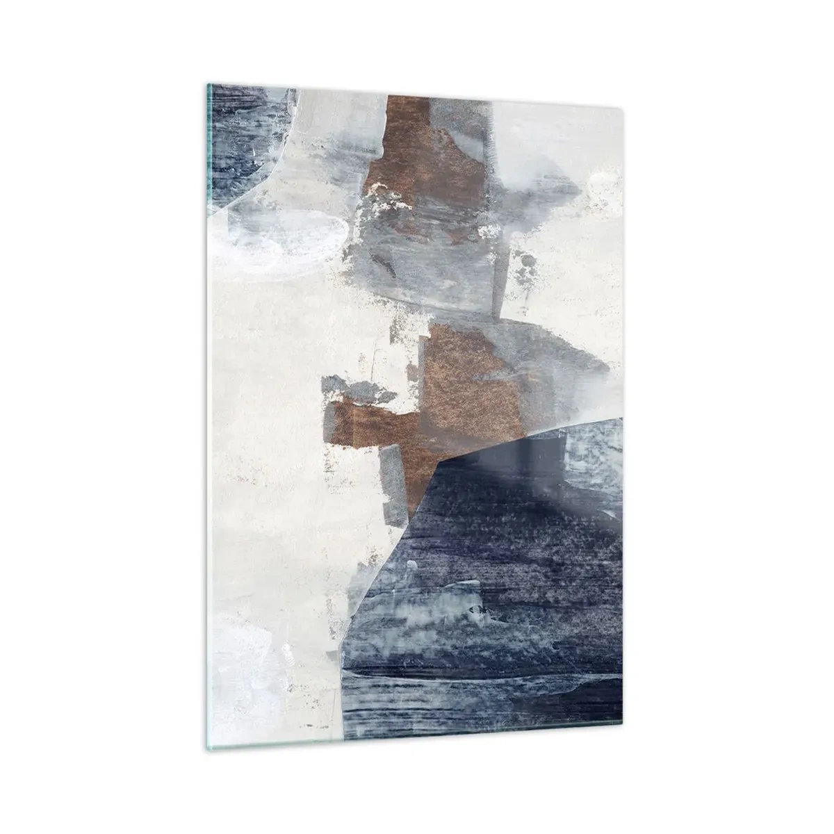 Glass picture - Blue and Brown Shapes - 50x70 cm