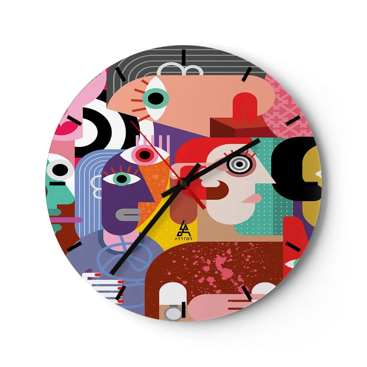 Wall clock - Clock on glass - Picasso Sent Us - 40x40 cm