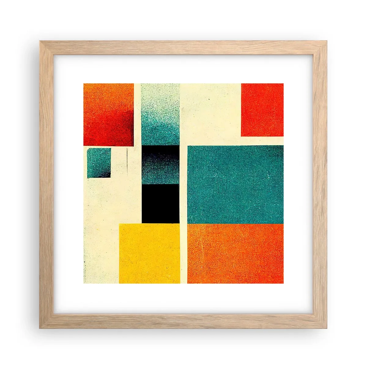 Poster in light oak frame - Geometric Abstract - Good Energy - 30x30 cm