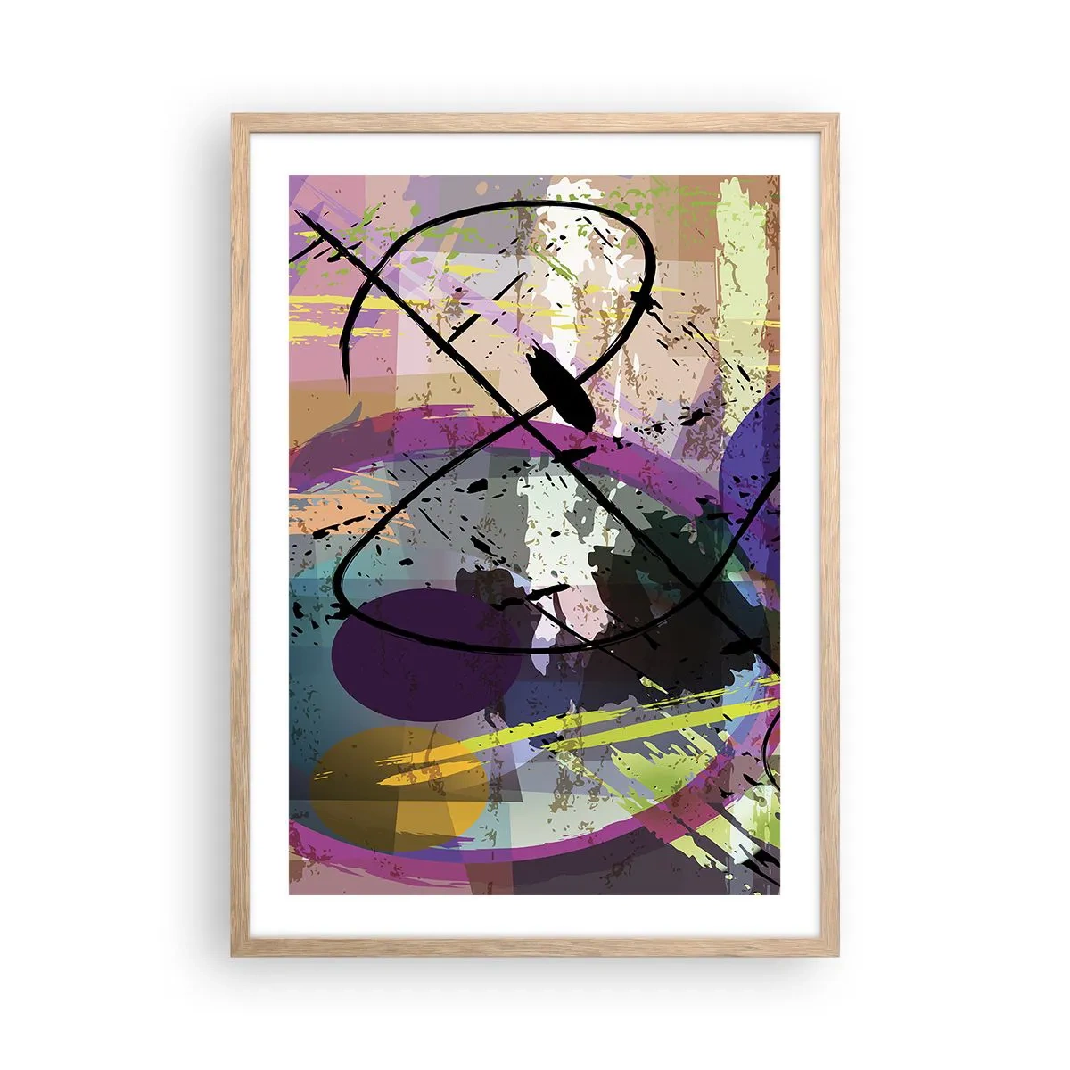 Poster in light oak frame - Straight Ahead or Around - 50x70 cm