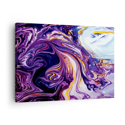 Canvas picture - A dynamic abstract pattern in shades of purple and yellow. - 70x50cm - Bending of Space in Purple - Modern wall decoration for the living room and bedroom ARTTOR